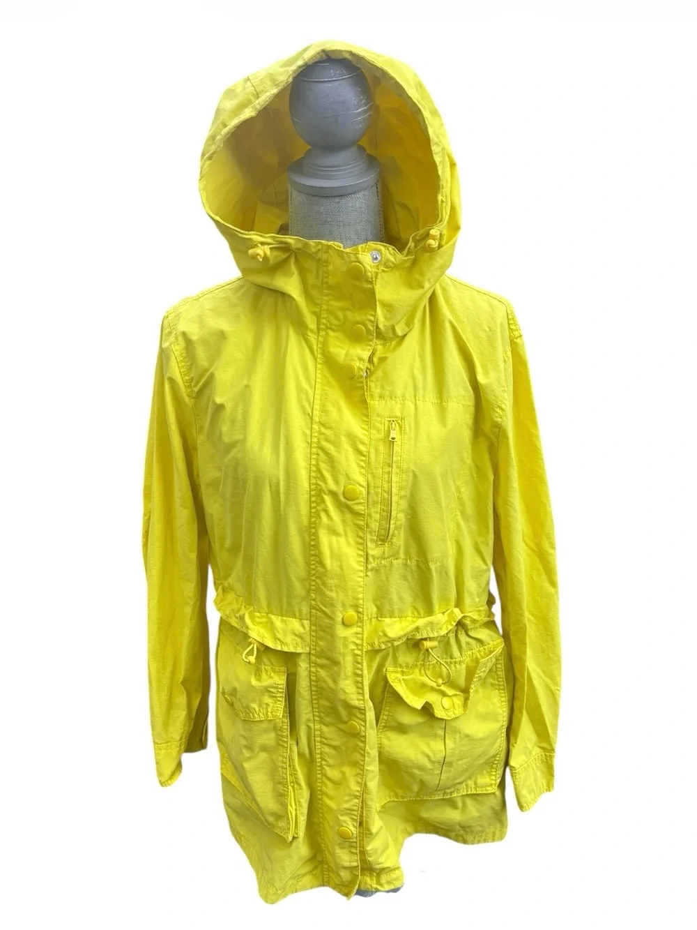 J.Crew Yellow Hooded Utility Anorak Jacket Raincoat Utility Pocket Size M